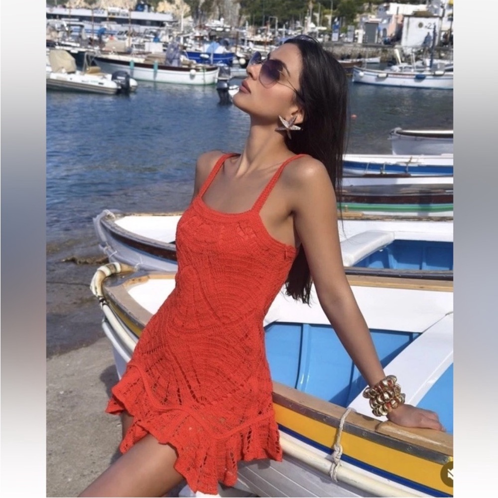 Zara crochet peplum mini dress